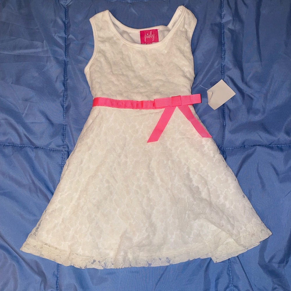 Lace Dress with Neon Pink Bow